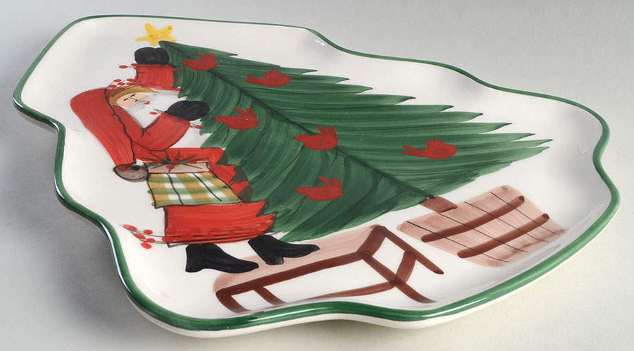 Old St Nick Large Tree Shaped Dish by Vietri (Italy)-1