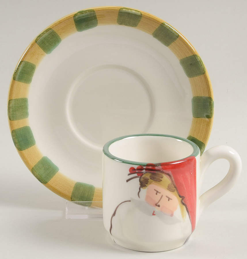 Old St Nick Espresso Cup and Saucer Set by Vietri (Italy)-1