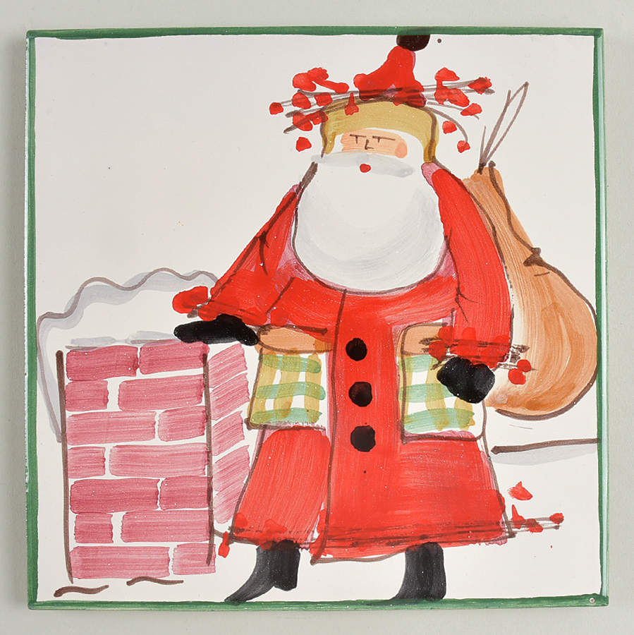 Old St Nick Square Trivet by Vietri (Italy)-1