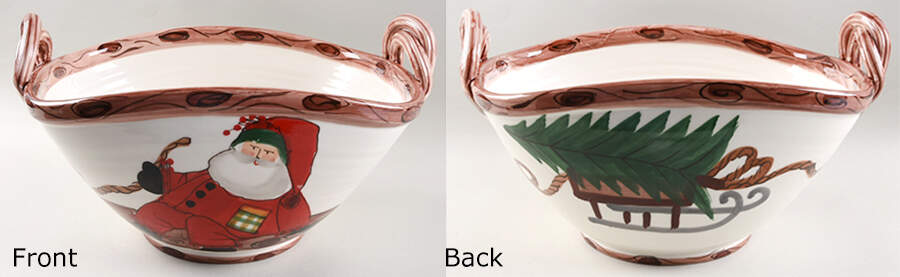 Old St Nick 16" Oval Handled Bowl by Vietri (Italy)-1