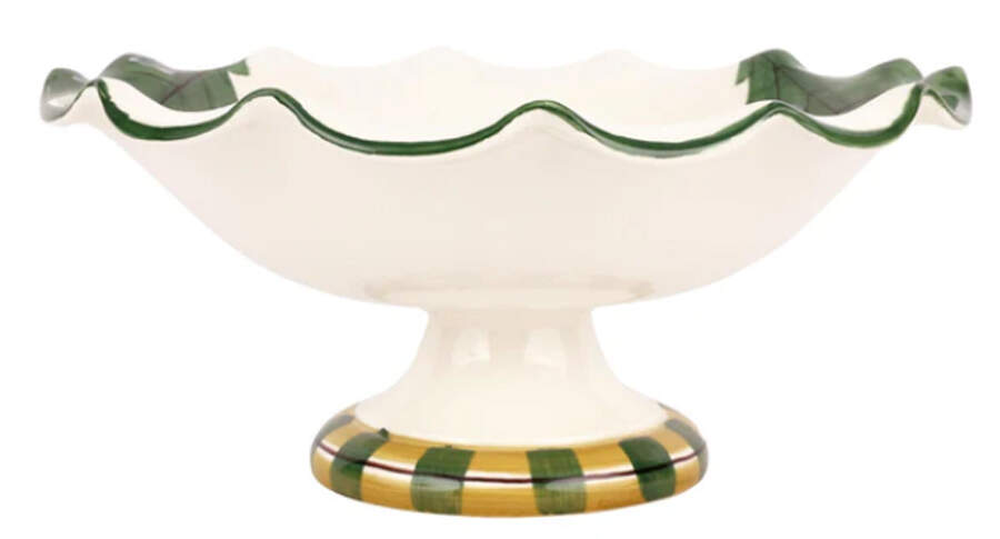 Old St Nick Large Fluted Pedestal Fruit Bowl by Vietri (Italy)-1