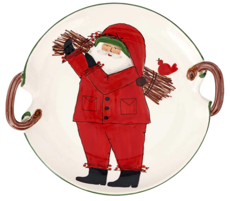 Old St Nick Handled Chop Plate (Round Platter) by Vietri (Italy)-1