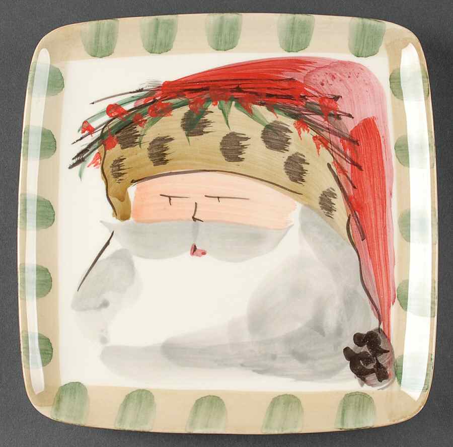 Old St Nick Square Salad Plate by Vietri (Italy)-1