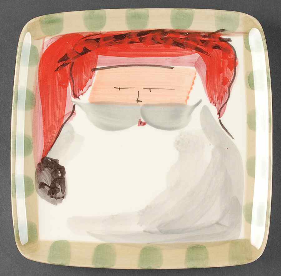 Old St Nick Square Salad Plate by Vietri (Italy)-1