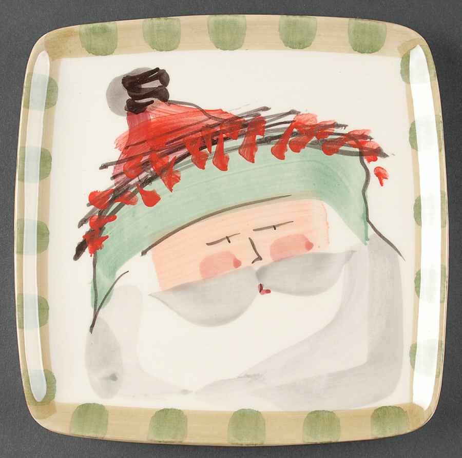 Old St Nick Square Salad Plate by Vietri (Italy)-1