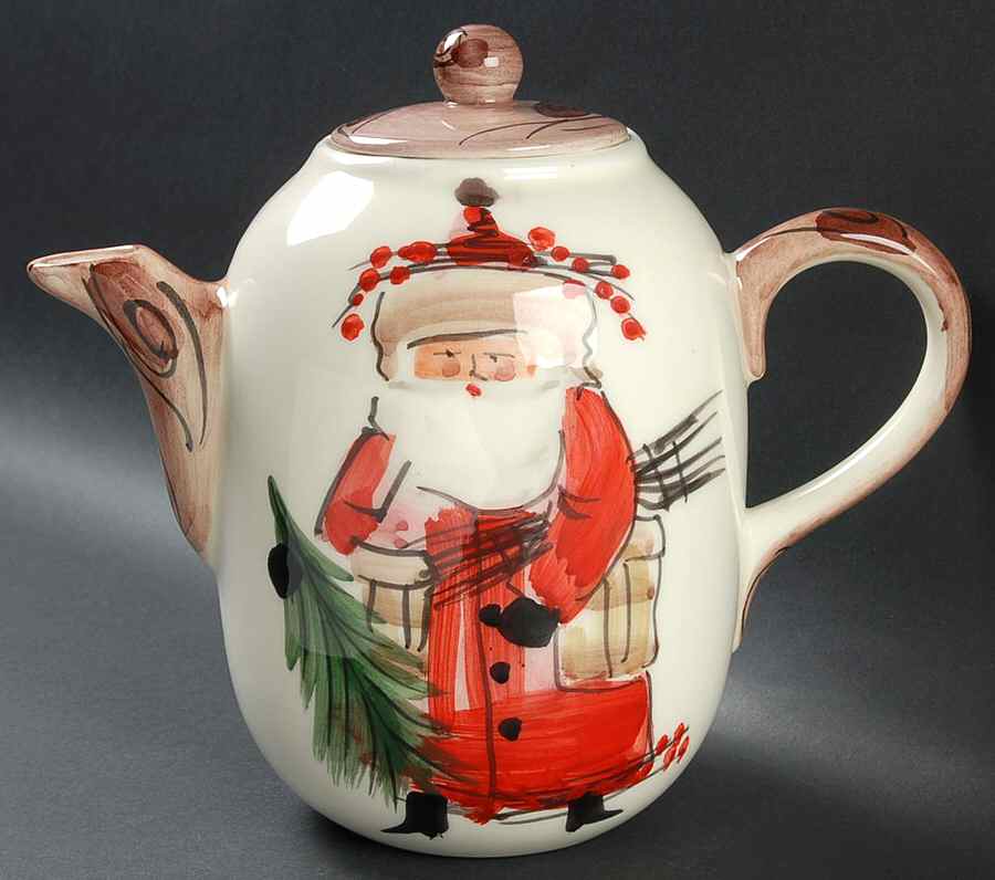 Old St Nick Chocolate Pot & Lid by Vietri (Italy)-1