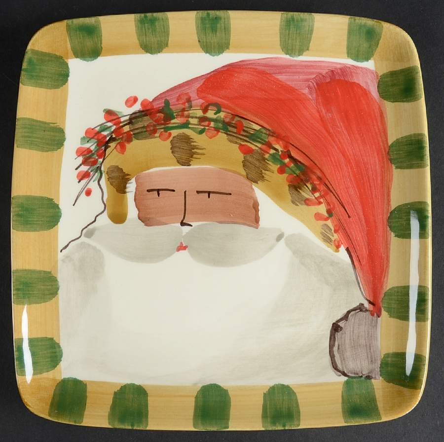 Old St Nick Square Salad Plate by Vietri (Italy)-1