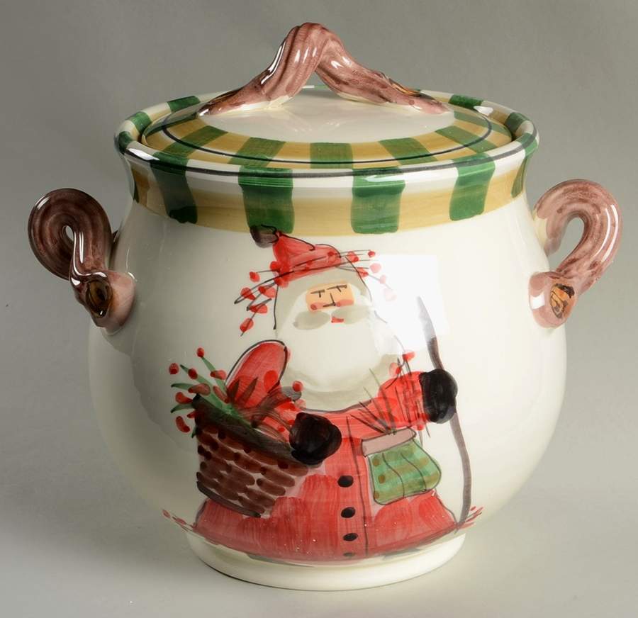 Old St Nick Cookie Jar & Lid by Vietri (Italy)-1