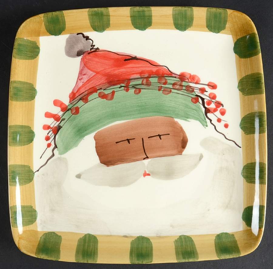 Old St Nick Square Salad Plate by Vietri (Italy)-1