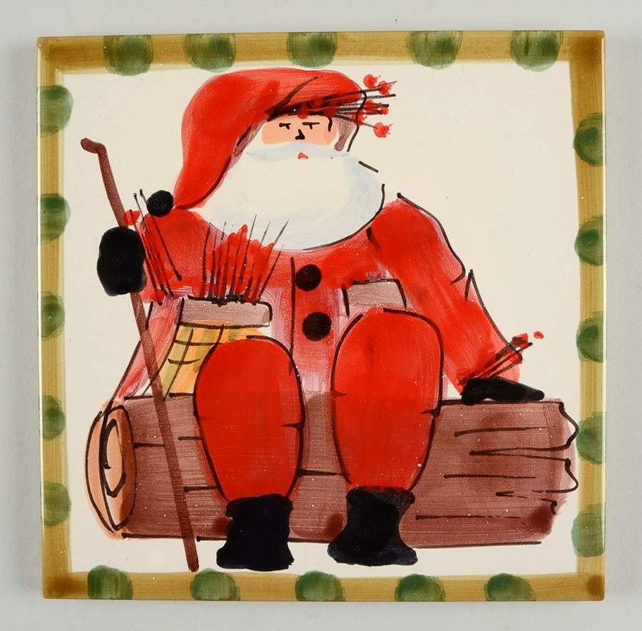 Old St Nick Square Trivet by Vietri (Italy)-1