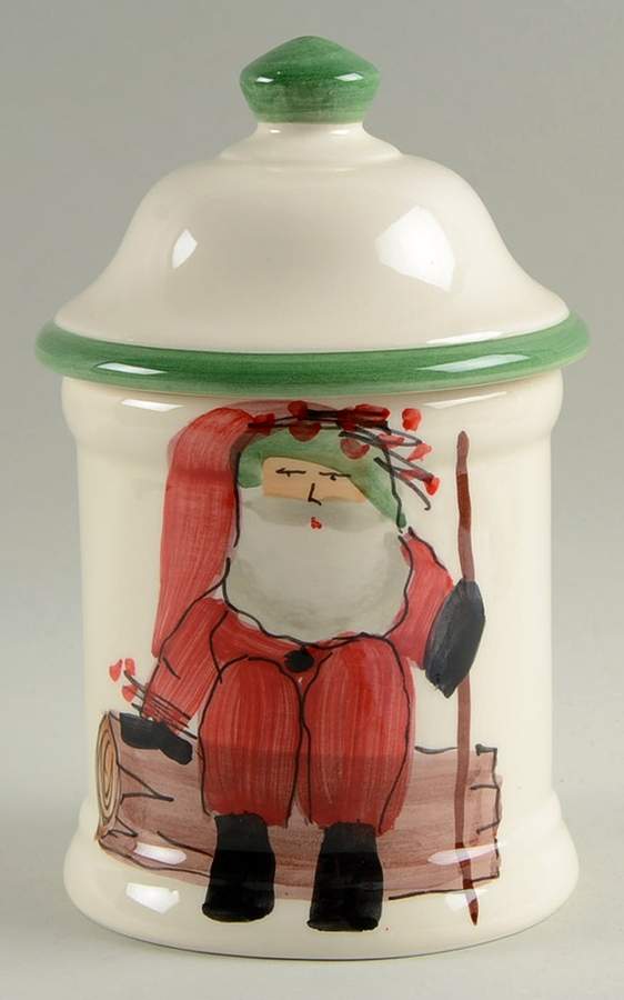 Old St Nick Small Canister & Lid by Vietri (Italy)-1