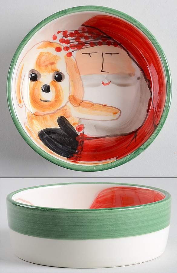 Old St Nick Dog Bowl by Vietri (Italy)-1