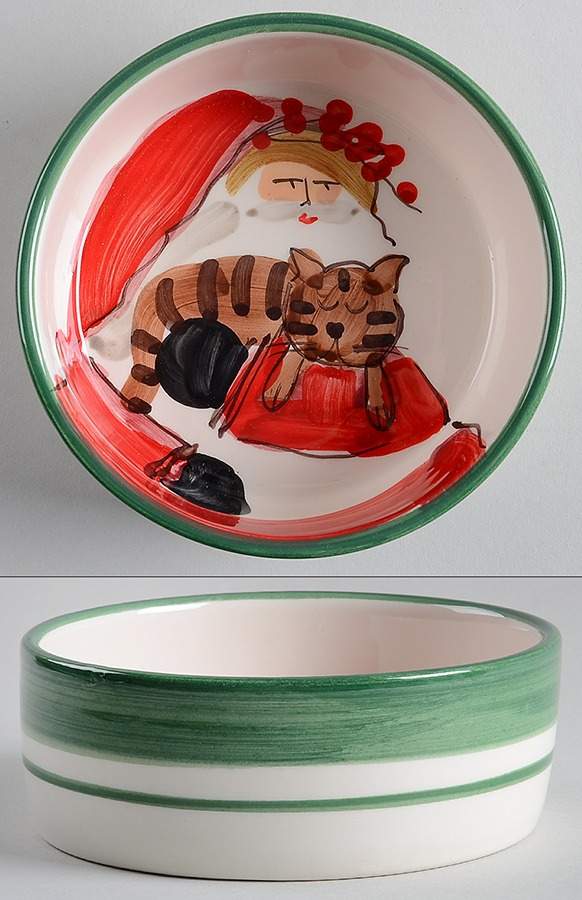 Old St Nick Cat Bowl by Vietri (Italy)-1