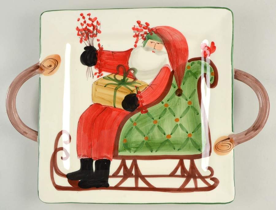 Old St Nick 19" Square Handled Platter by Vietri (Italy)-1