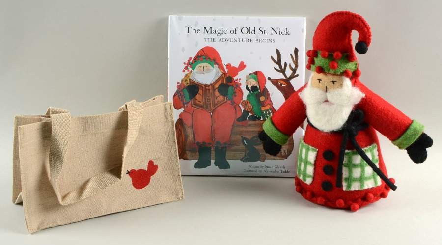 Old St Nick Book & Doll with Canvas Tote Gift Set by Vietri (Italy)-1