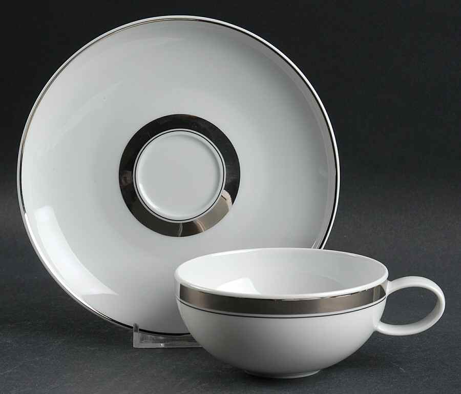 Domo Platinum Flat Cup & Saucer Set by Vista Alegre-1