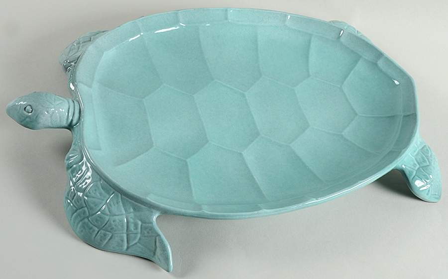 Incanto Mare Aqua 17" Figural Platter by Vietri (Italy)-1