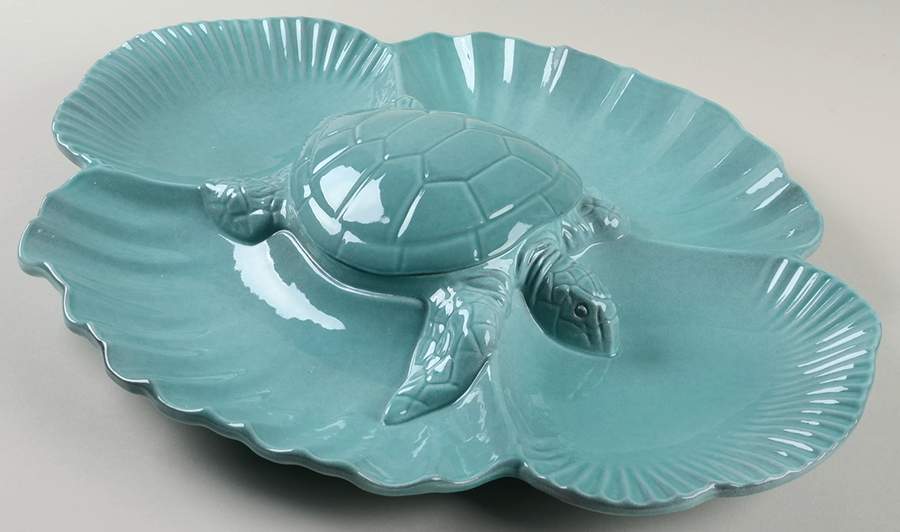 Incanto Mare Aqua Antipasti Server (5 Part w/Center Lid) by Vietri (Italy)-1