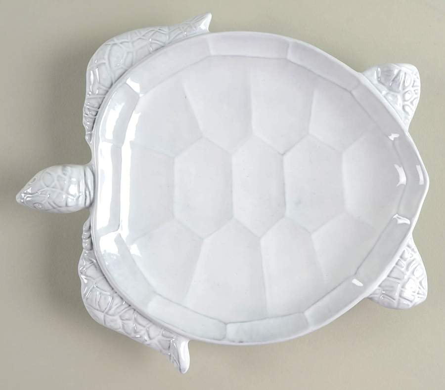 Incanto Mare White Turtle Salad Plate by Vietri (Italy)-1
