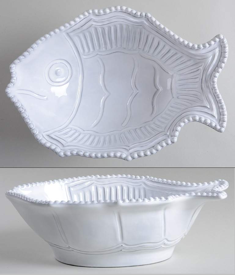 Incanto Mare White 12" Figural Serving Bowl by Vietri (Italy)-1