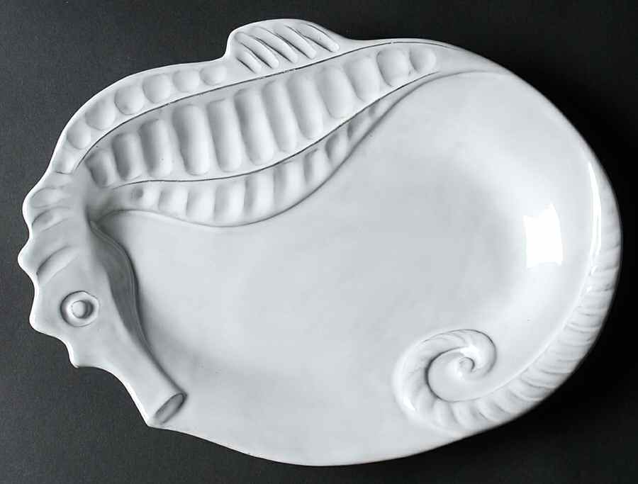 Incanto Mare White 12" Oval Serving Platter by Vietri (Italy)-1