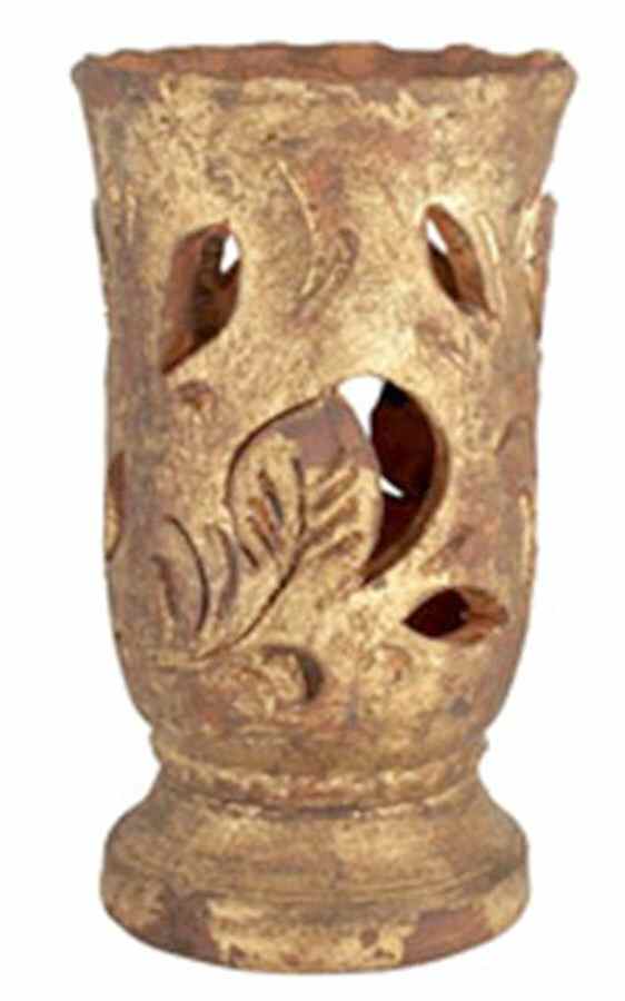 Rustic Gold 1-Piece Hurricane Candle Lamp by Vietri (Italy)-1