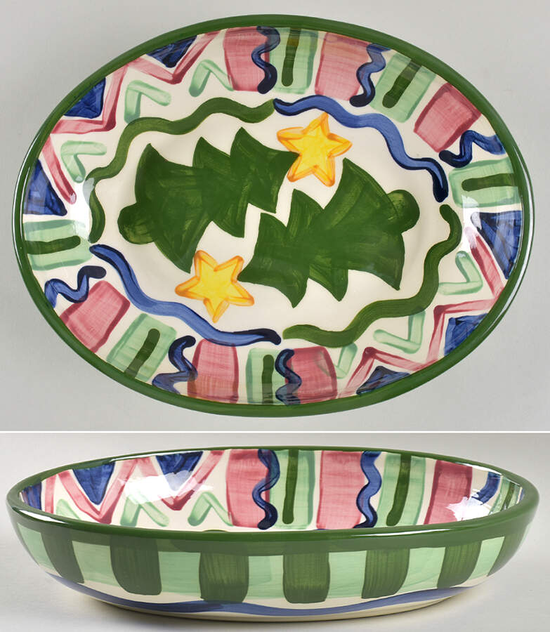 Tis the Season 10" Oval Vegetable Bowl by Vicki Carroll Studio-1