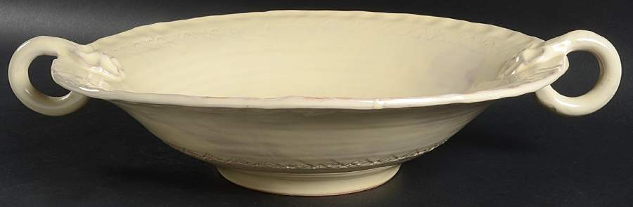 Bellezza Buttercream 15" Round Handled Bowl by Vietri (Italy)-1