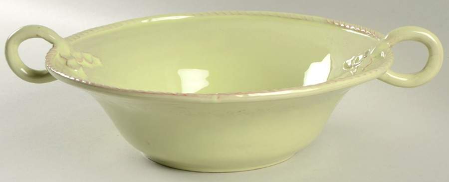 Bellezza Celadon 11" Round Handled Bowl by Vietri (Italy)-1