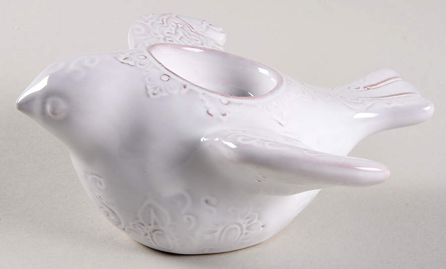 Bellezza White Bird Votive Candleholder by Vietri (Italy)-1