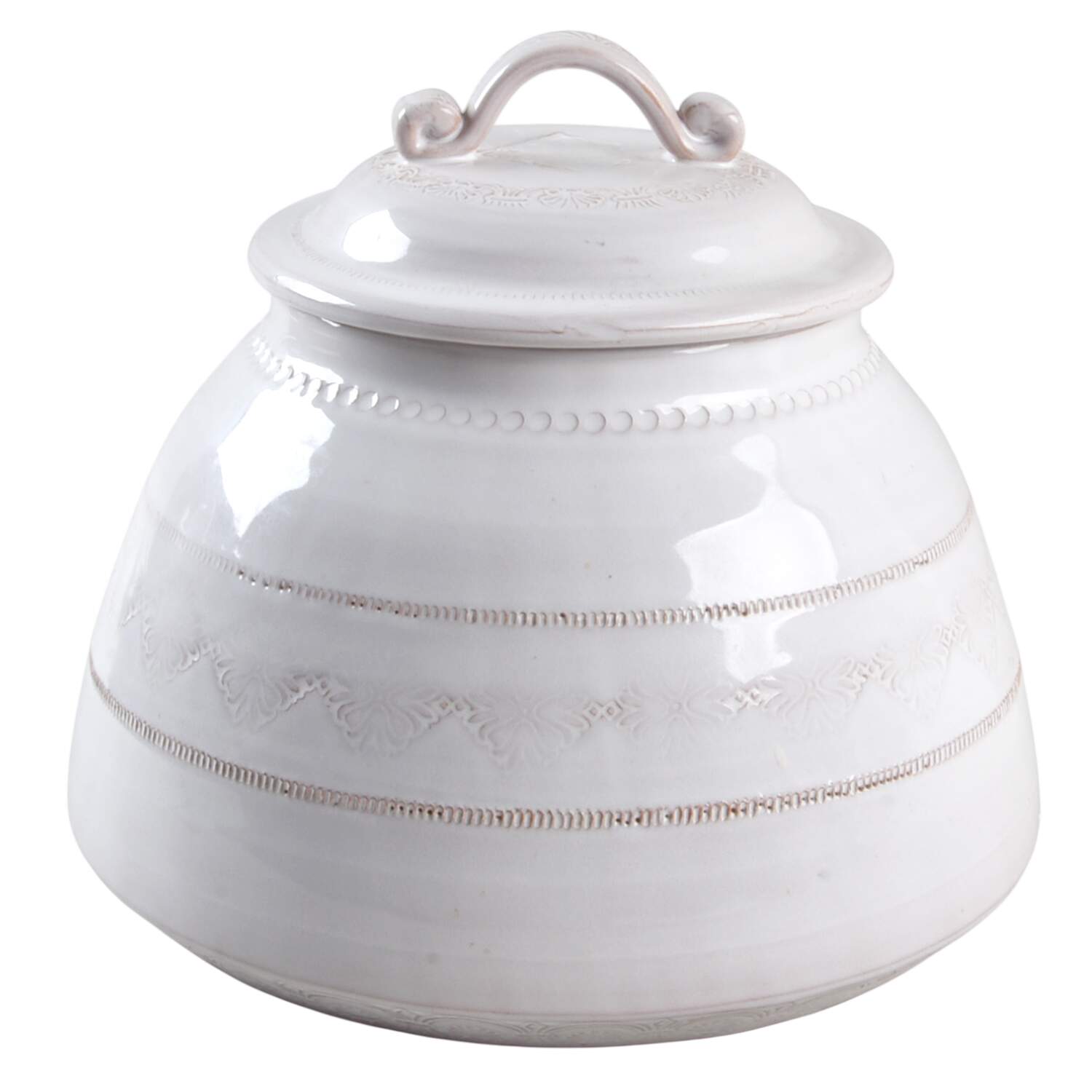 Bellezza White Biscotti Jar & Lid by Vietri (Italy)-1