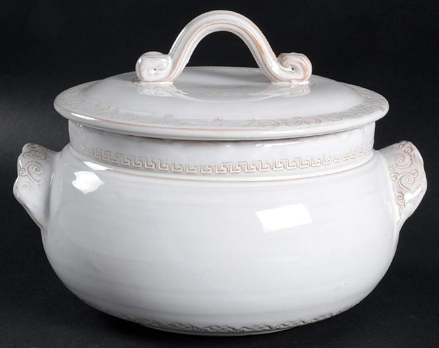 Bellezza White 2.5 Qt Round Covered Casserole by Vietri (Italy)-1