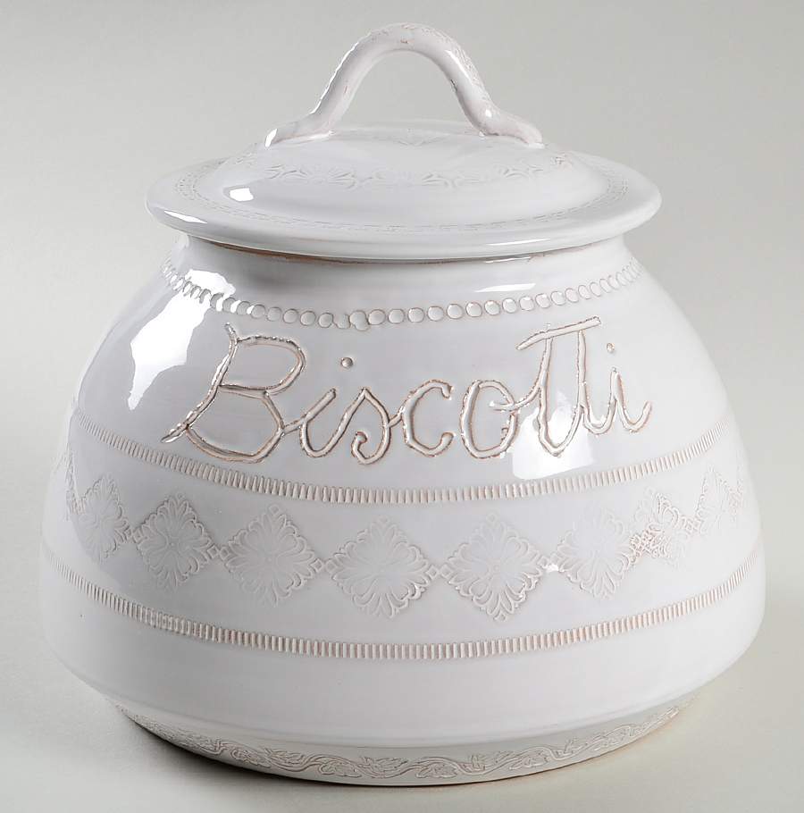 Bellezza White Biscotti Jar & Lid by Vietri (Italy)-1