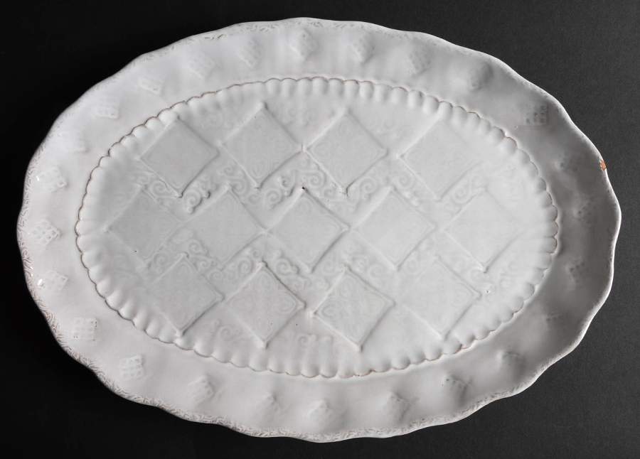 Bellezza White 15" Oval Serving Platter by Vietri (Italy)-1