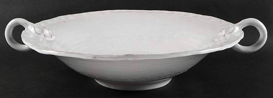 Bellezza White 14" Round Handled Bowl by Vietri (Italy)-1