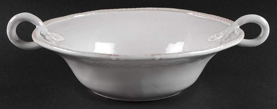 Bellezza White 11" Round Handled Bowl by Vietri (Italy)-1