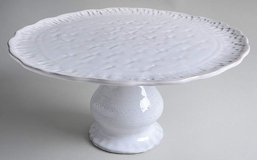 Bellezza White 13" Diameter Pedestal Cake Stand by Vietri (Italy)-1