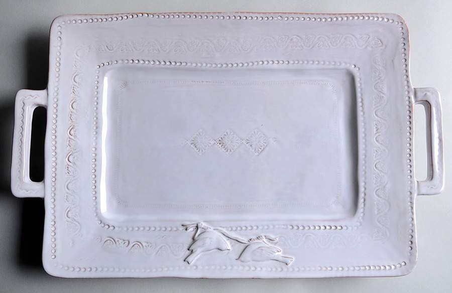 Bellezza White 17" Rectangular Serving Platter by Vietri (Italy)-1