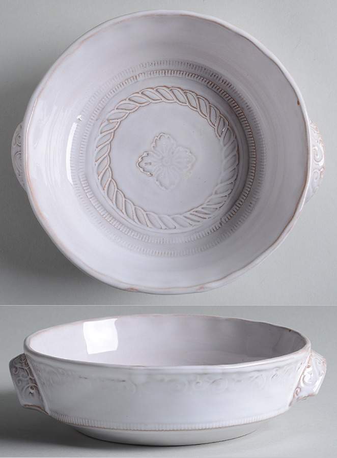 Bellezza White 6" Round Handled Bowl by Vietri (Italy)-1