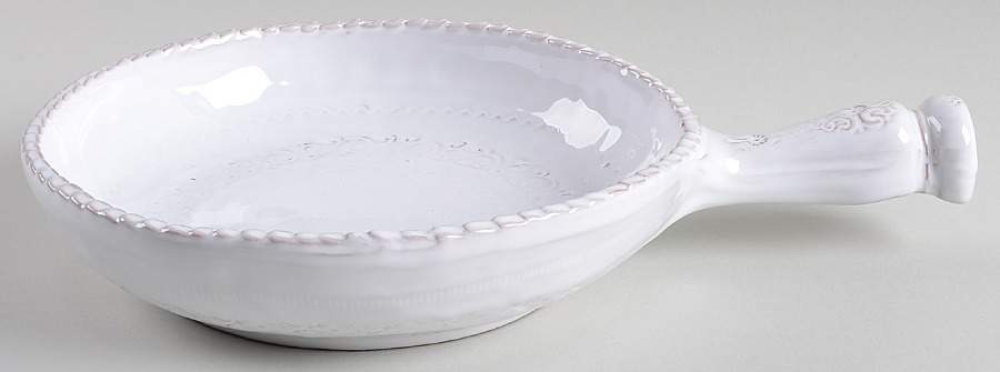 Bellezza White 7" Round Handled Baker by Vietri (Italy)-1