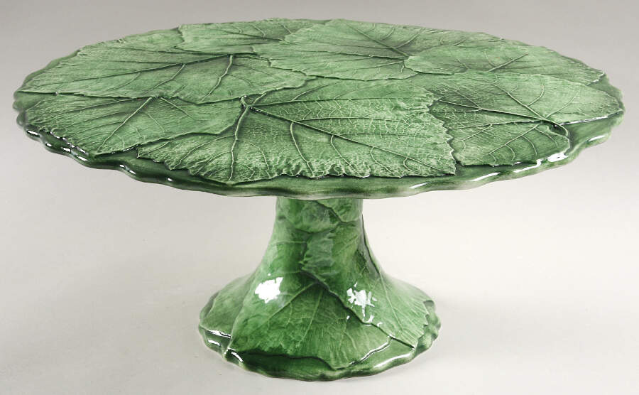 Foglia Fresca 13" Diameter Pedestal Cake Stand by Vietri (Italy)-1