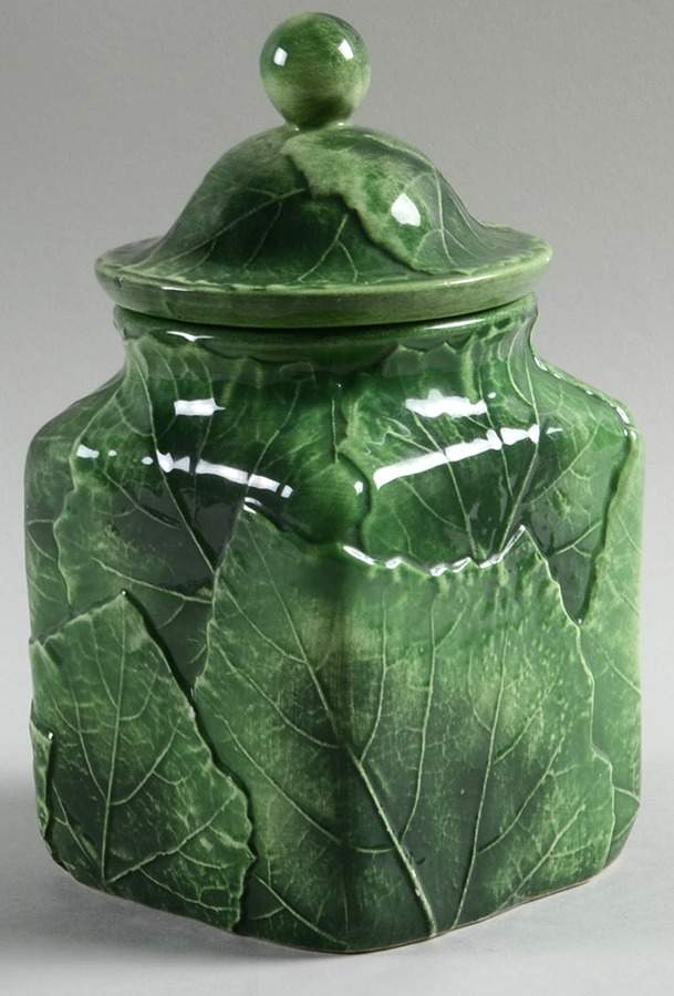 Foglia Fresca Small Canister & Lid by Vietri (Italy)-1