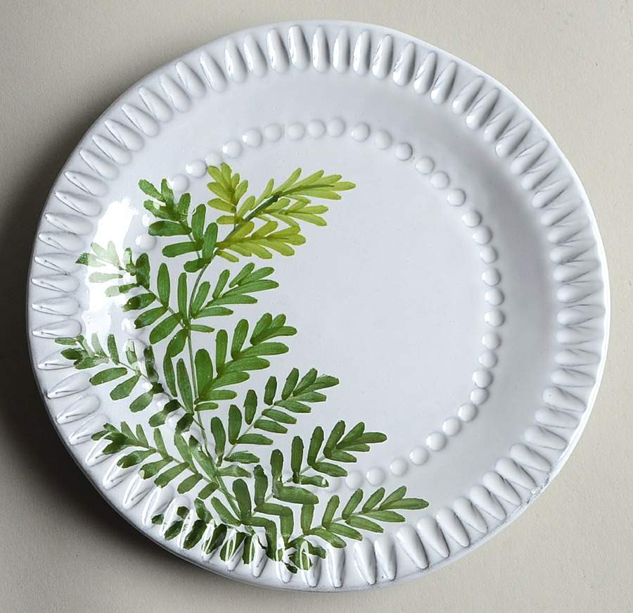 Painted Palms Canape Plate by Vietri (Italy)-1