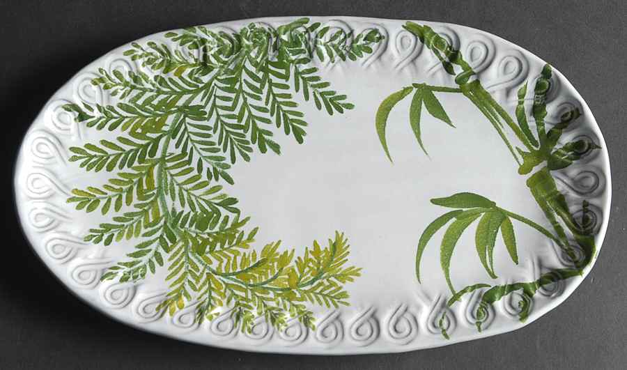 Painted Palms 12" Oval Serving Platter by Vietri (Italy)-1