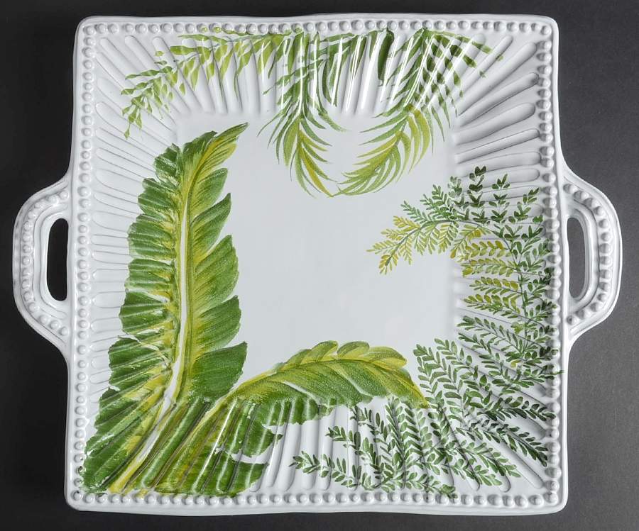 Painted Palms 16" Square Serving Platter by Vietri (Italy)-1