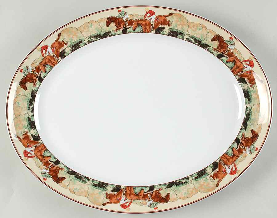 Steeplechase 14" Oval Serving Platter by Vista Alegre-1