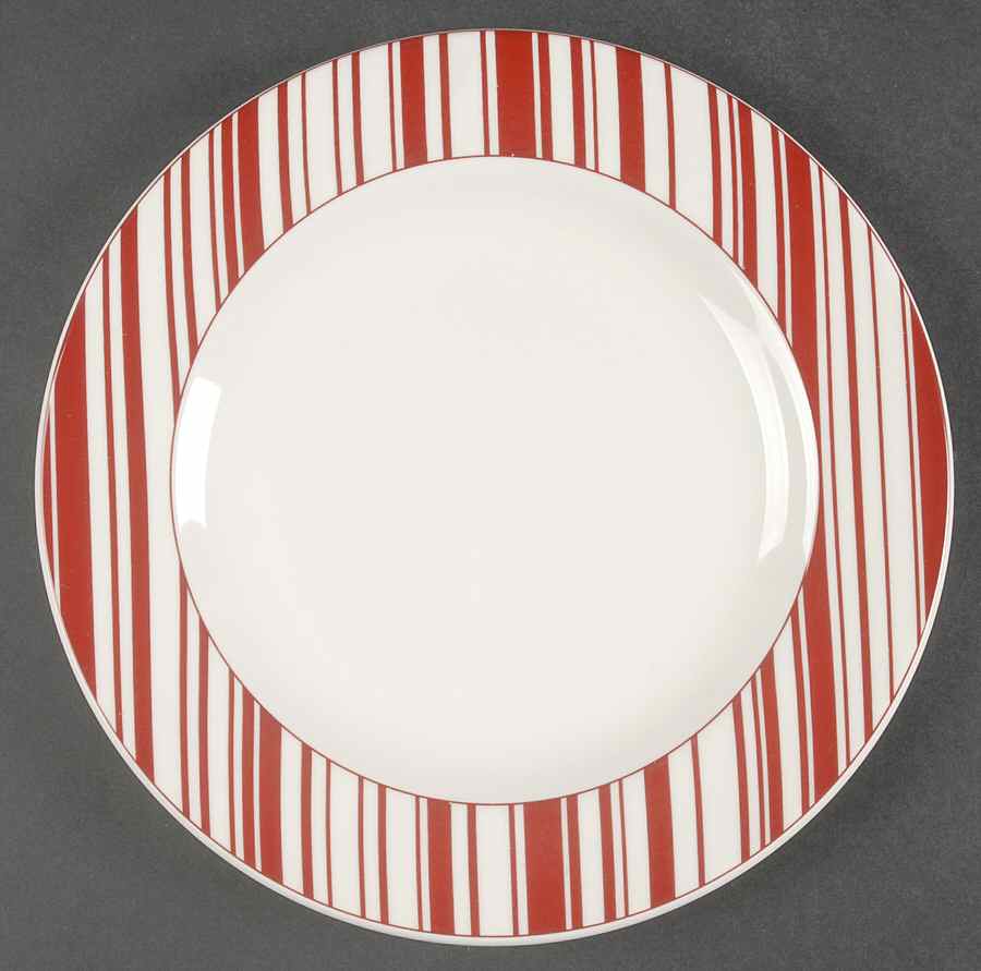 Red and White Stripe Salad Plate by Vista Alegre-1