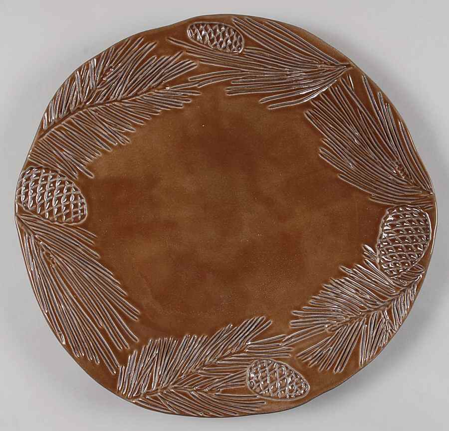 Pineta Acorn Brown Dinner Plate by Vietri (Italy)-1
