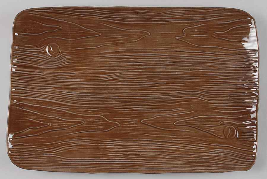 Pineta Acorn Brown 16" Rectangular Serving Platter by Vietri (Italy)-1