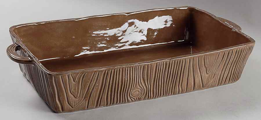 Pineta Acorn Brown 15" Rectangular Baker by Vietri (Italy)-1